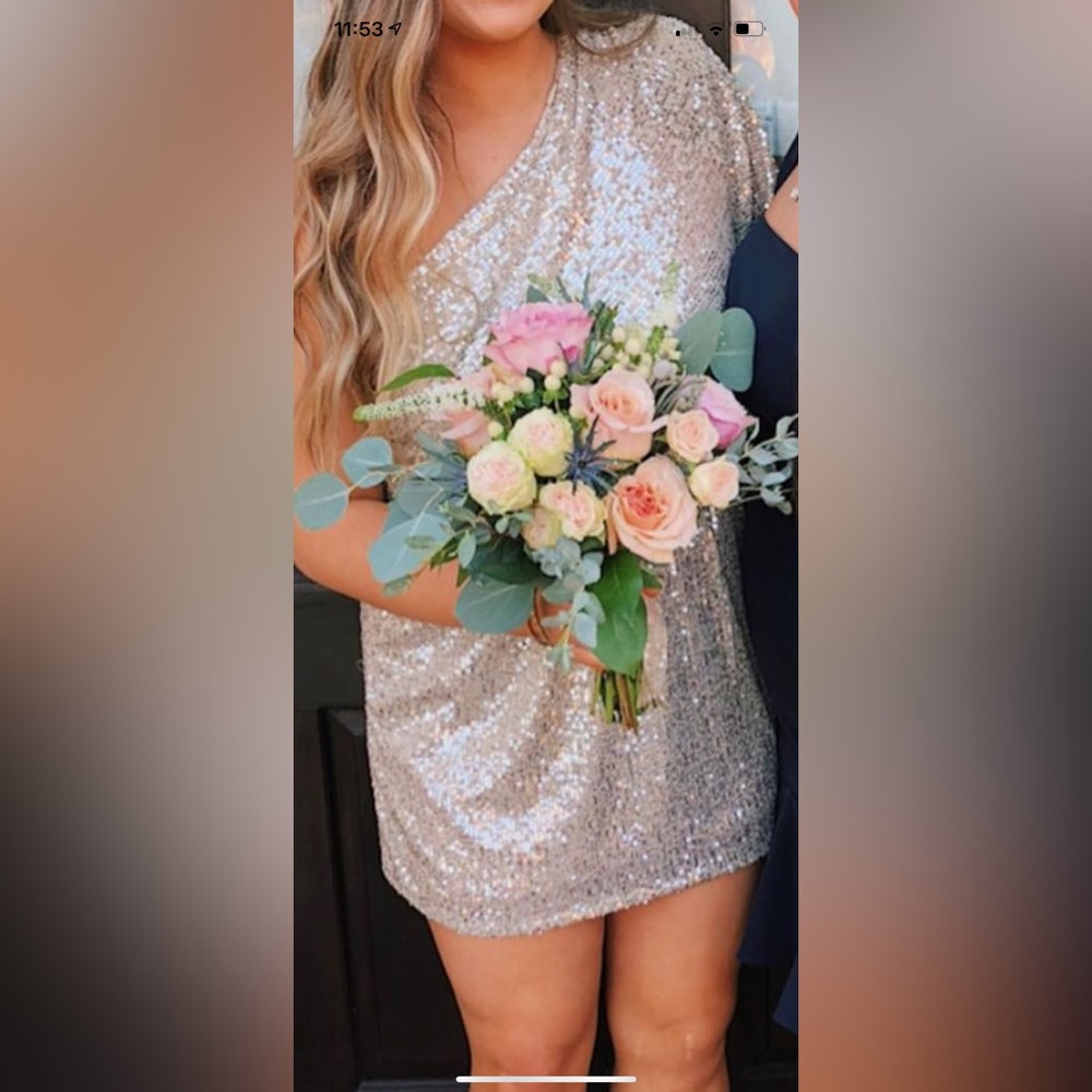 KARLIE one shoulder mini sequin dress
